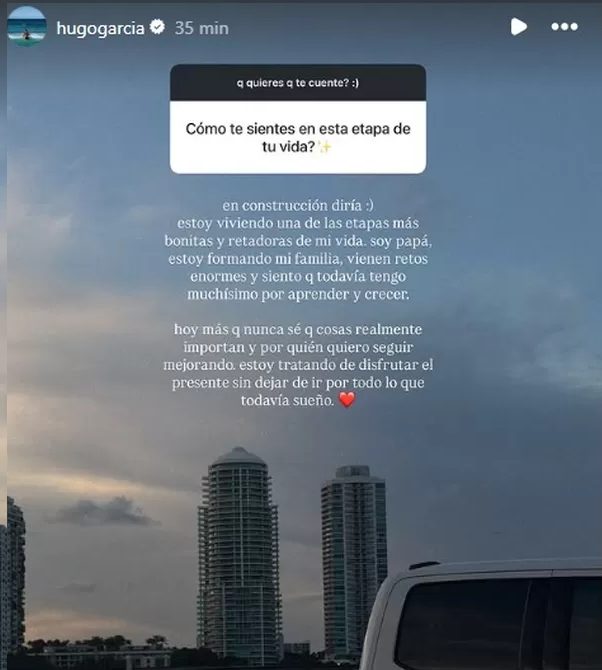 Hugo García revela cómo vive su nueva etapa como papá: “Estoy en construcción”